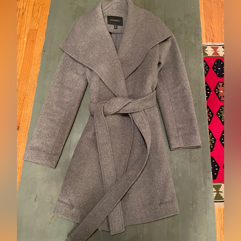 Banana Republic Grey Wool Wrap Coat